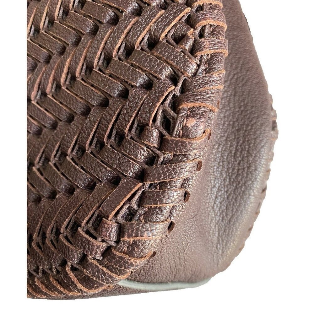 Anya Hindmarch Neeson Leather Woven Bucket Bag Rosewood Brown Tassel - Picture 11 of 17
